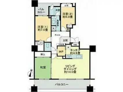 ライオンズマンション知事公館前(3LDK/13階)の間取り写真
