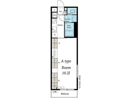 リブリ・所沢小手指(1K/1階)の間取り写真