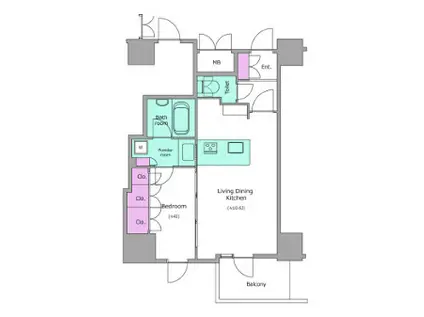 レジディアタワー目黒不動前(1LDK/13階)の間取り写真