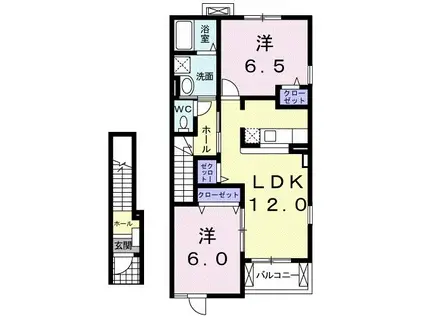 リヴィエール・エキ III(2LDK/2階)の間取り写真