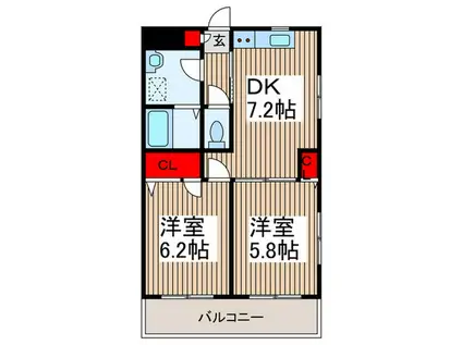 メゾンMY(2DK/2階)の間取り写真