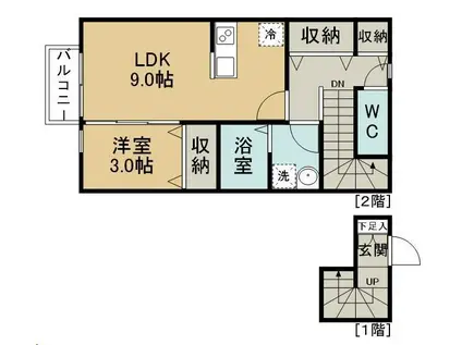 ピュアランド岩切(1LDK/2階)の間取り写真