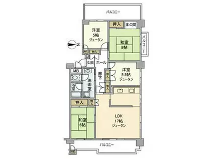 清新南ハイツ12号棟(4LDK/8階)の間取り写真