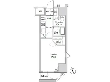 カーサスプレンディッド虎ノ門新橋(1K/11階)の間取り写真