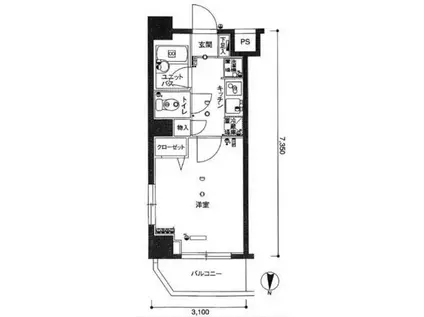 スカイコート錦糸町第2(1K/4階)の間取り写真