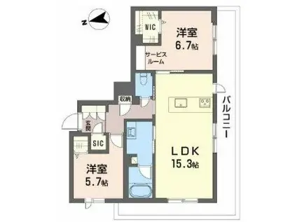 シャーメゾンフィセル(2LDK/2階)の間取り写真