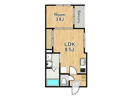 スーリヴェール(1LDK/1階)の間取り写真