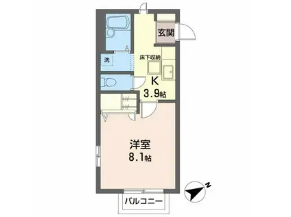 CREATE(1K/2階)の間取り写真