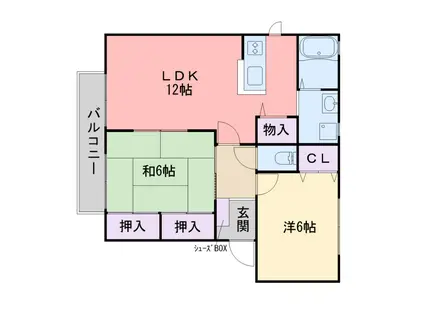 メルベーユC(2LDK/2階)の間取り写真