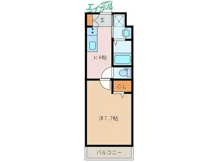 エスポワール白須賀(1K/3階)の間取り写真
