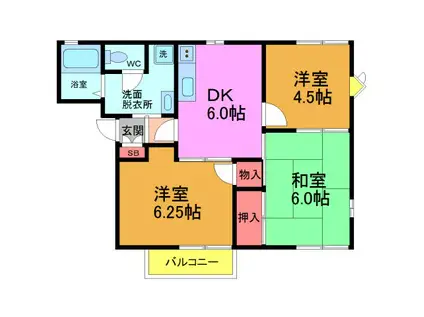 YTMハイム(3DK/1階)の間取り写真