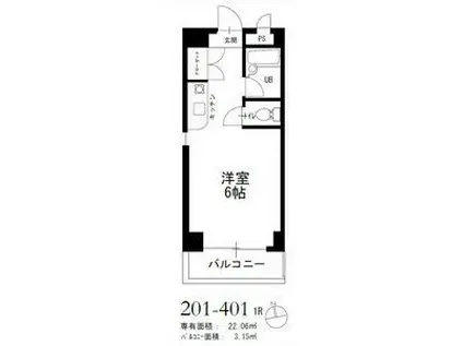 マキノビル(ワンルーム/4階)の間取り写真