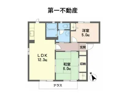 クローバー藤田(2LDK/1階)の間取り写真