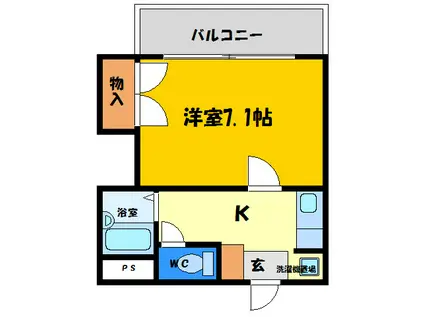 マリンハイムTWIN W(1K/1階)の間取り写真