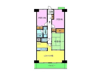 エイチ・ツー・オー河内長野2(3LDK/3階)の間取り写真