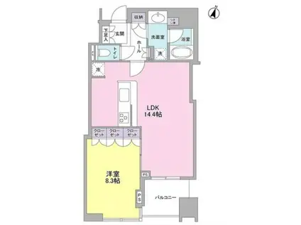 大崎 ウエストシティタワーズ イースト(1LDK/5階)の間取り写真