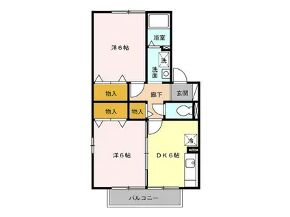 セトルセブンB(2DK/2階)の間取り写真