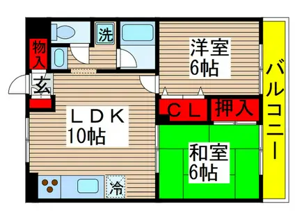 上志津田中ハイツA棟(2LDK/3階)の間取り写真