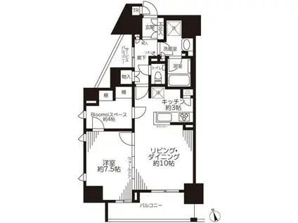 ブリリア大井町レジデンス(1SDK/3階)の間取り写真