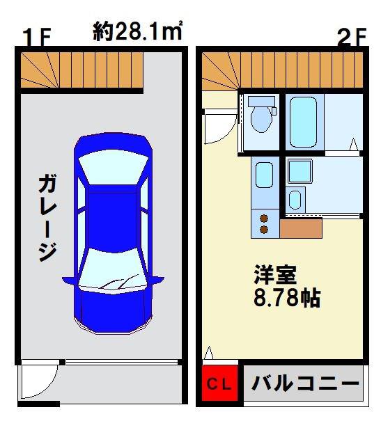 ラディア行事(ワンルーム/1階)の間取り写真