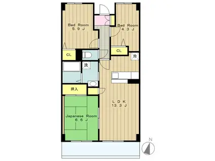 ポーロウニア千代田(3LDK/4階)の間取り写真