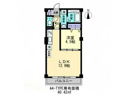 プランドールES(1LDK/3階)の間取り写真