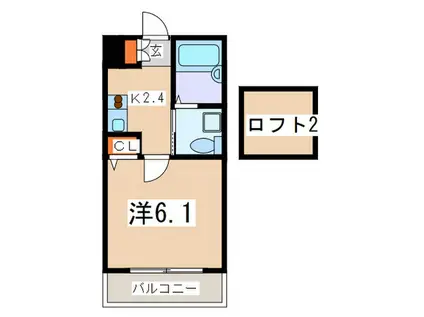 フォセット(1K/2階)の間取り写真