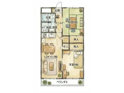 ドミール坂本(2LDK/2階)の間取り写真