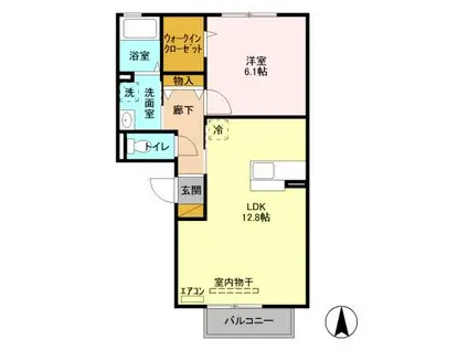 ルピナスコートC棟(1LDK/2階)の間取り写真