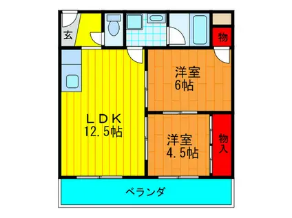 ハイツインブリッジ(2LDK/3階)の間取り写真