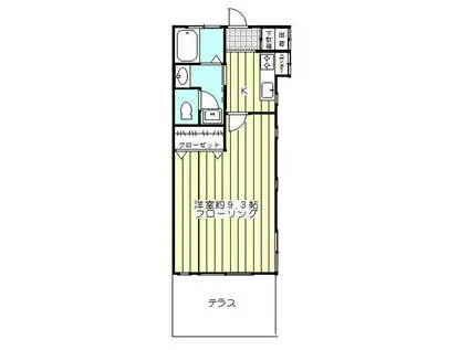 徳永ハイツ(1K/1階)の間取り写真