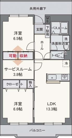 サンセール(2SLDK/3階)の間取り写真