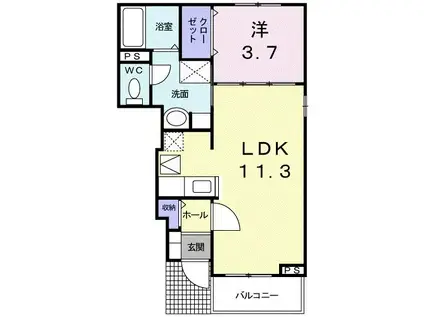 グラン・メランジュI(1LDK/1階)の間取り写真