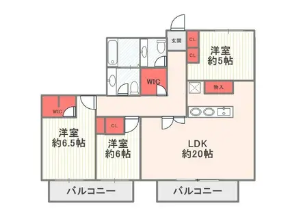 メイソンリー梅島(3LDK/5階)の間取り写真