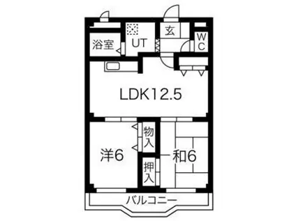 グランシャリオN(2LDK/2階)の間取り写真