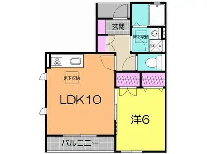 ヴィルセゾンII(1LDK/1階)の間取り写真