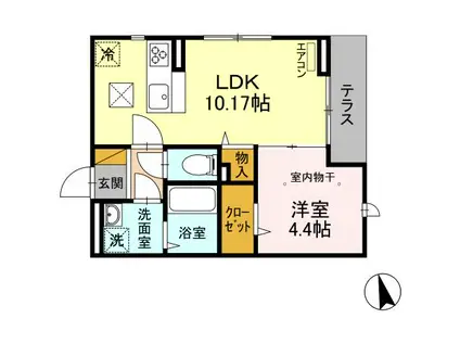 フラーリッシュ(1LDK/1階)の間取り写真