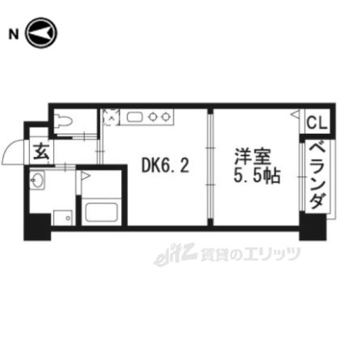 RHINO FLATS(1DK/2階)の間取り写真
