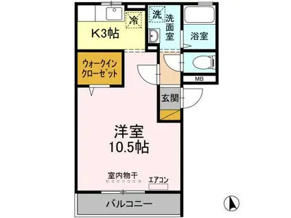 クレッセント(1K/3階)の間取り写真