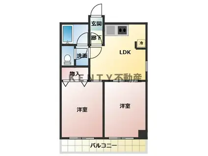 パークハイムD(2DK/5階)の間取り写真