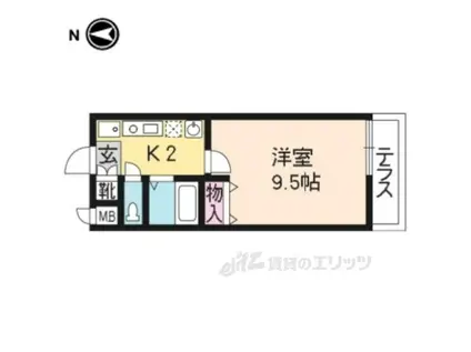 ジャム・アンクル(1K/2階)の間取り写真