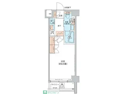 MFPRコート菊川(1K/4階)の間取り写真