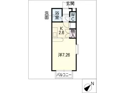 グリーンヒルズA・B(1K/1階)の間取り写真