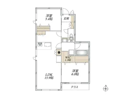 ARYA RESIDENCE 御厨 II(2LDK/1階)の間取り写真