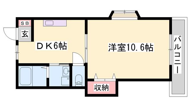 エスポワール(1DK/1階)の間取り写真