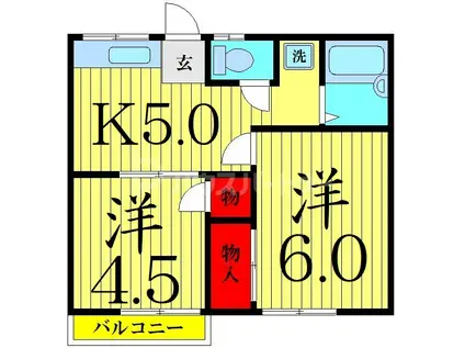 アムスシーダ(2DK/1階)の間取り写真