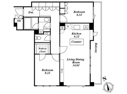 ガーデン東が丘アネックス(2LDK/1階)の間取り写真