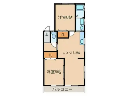 リバーサイド庄内II(2LDK/1階)の間取り写真