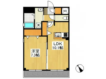 フォブール放駒(1LDK/2階)の間取り写真