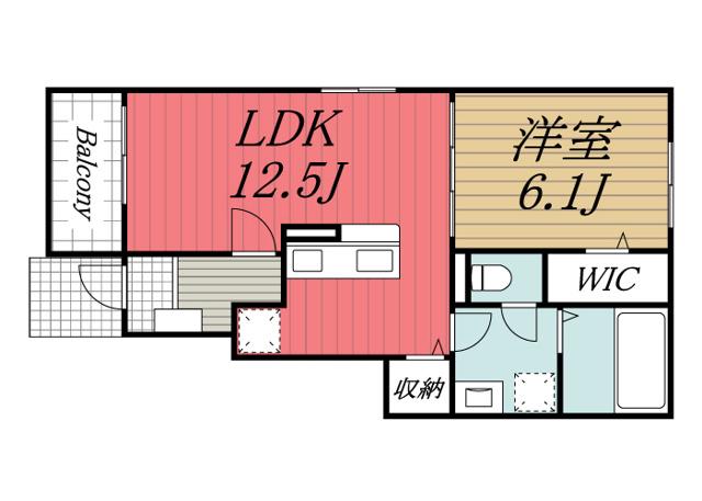 ＪＲ総武本線 佐倉駅 徒歩34分 2階建 築1年(1LDK/1階)の間取り写真